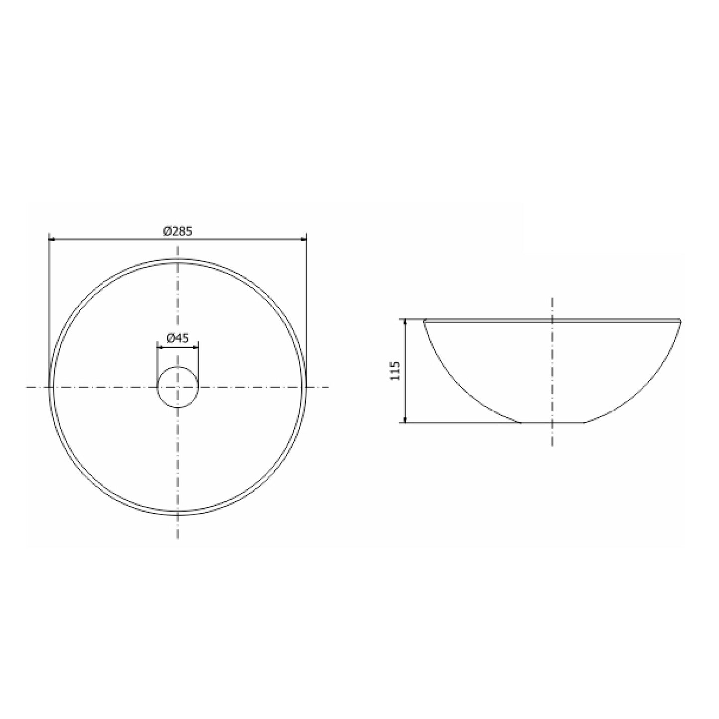 Bacha A267NE Bacha De Apoyo 285x285x115 Mm Negro| Piazza