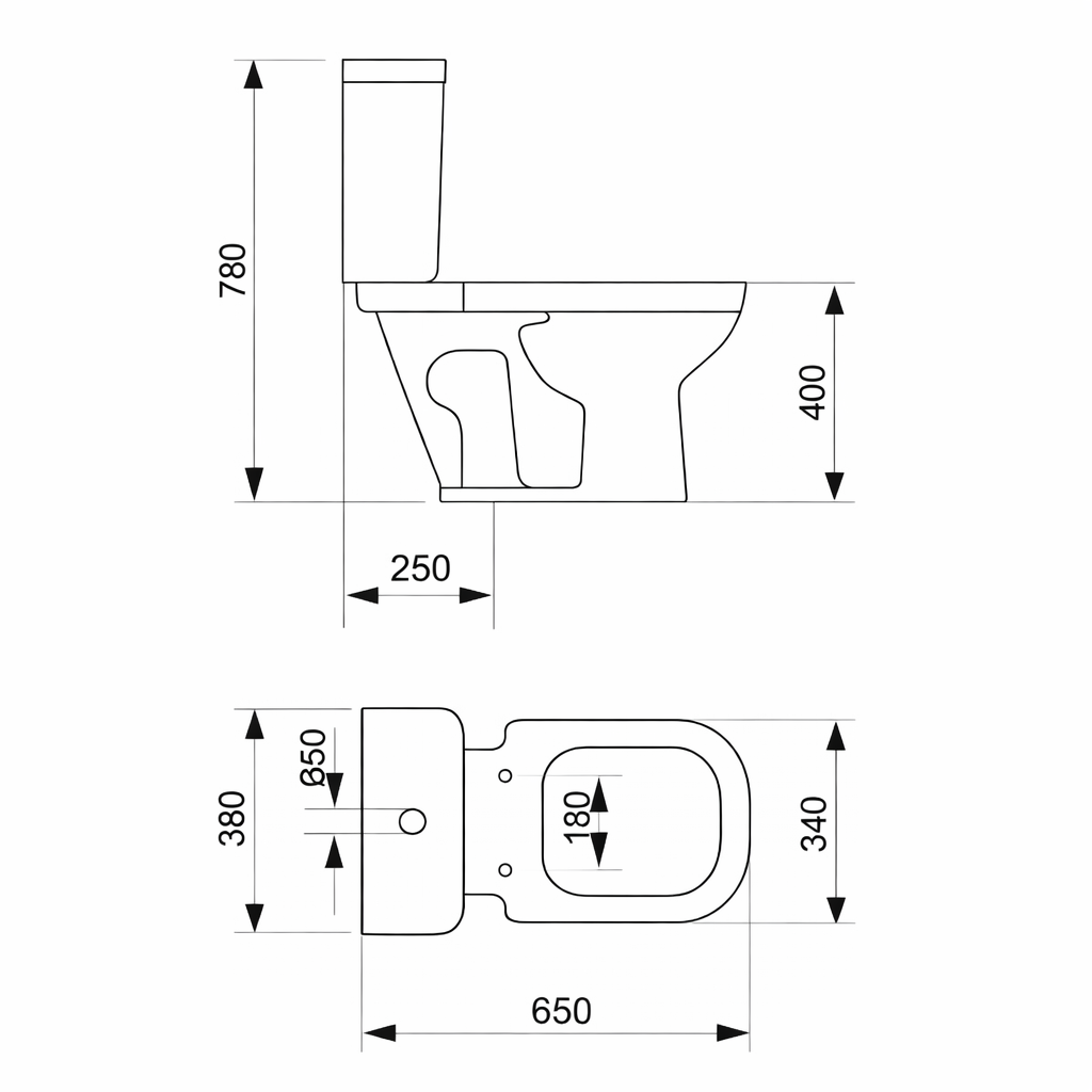 Sanitario Amalfi Inodoro Largo con Asiento y Depósito de Apoyar con Doble Descarga (Piazza)