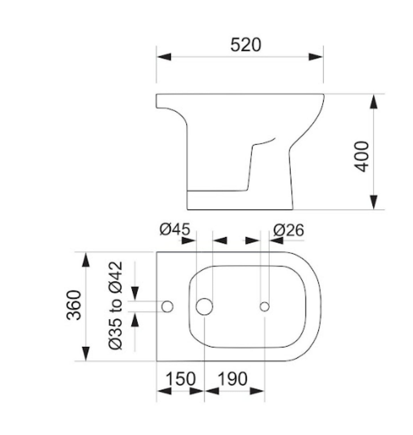 Sanitario Amalfi Bidet 1 Agujero | Piazza
